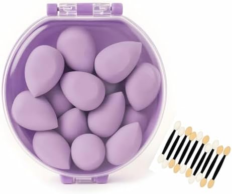 8’li Makyaj Süngeri Seti + Aplikatör Çubuk Hediyeli – Yumuşak, Lateks İçermeyen Beauty Süngerleri (Yeşil, Pembe, Sarı, Mavi, Mor) | Nemli & Kuru Kullanım (Mor)