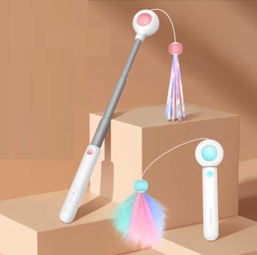 Alternative view of Lazerli Kedi Oltası Oyuncağı – Uzayan Etkileşimli Kedi Oyun Çubuğu ve Av Oyuncağı (Pembe)
