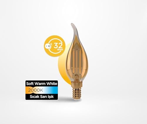 Filament Ampul (Mum Tipi) E14 FLAME 4W 360LM 2000K (Sarı Işık)