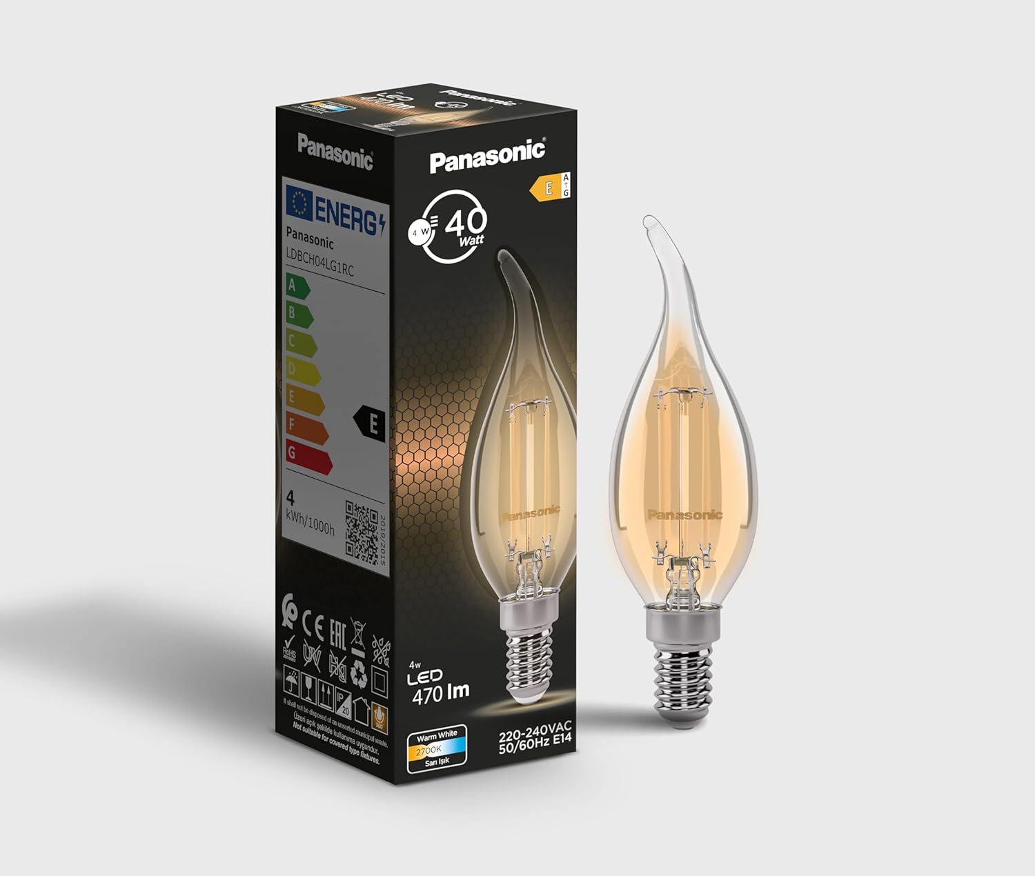 Alternative view of Filament Ampul E14 FLAME (Mum Tipi) 4W 470LM 2700K Sarı Işık