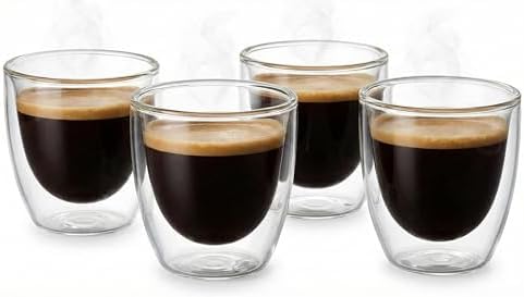 Alternative view of Needd Çift Katmanlı Espresso Cam Bardak Seti 4'lü 80 ml | Borosilikat Cam, Isı Yalıtımlı Double Tasarım | Espresso, Ristretto ve Macchiato için Şeffaf Kahve Bardağı