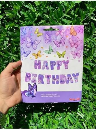 Alternative view of MFM Kelebek Temalı Happy Birthday Banner Yazı