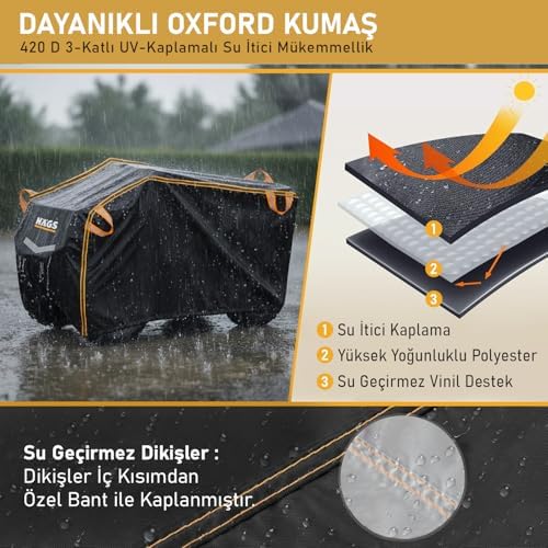 Alternative view of ATV Brandası, ATV Koruma Kılıfı, Örtüsü Su Geçirmez Dış Mekan Ağır Hizmet Tipi, 4 Mevsim (XXL-220-95-105) - Gri