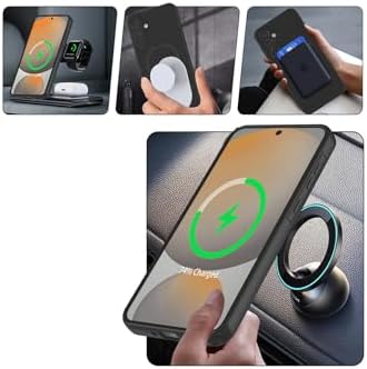 - ile uyumlu Galaxy A55 Kılıf MagSafe ile uyumlu Halkalı Standlı Içi Kadife Yumuşak Renkli Silikon Kapak - siyah