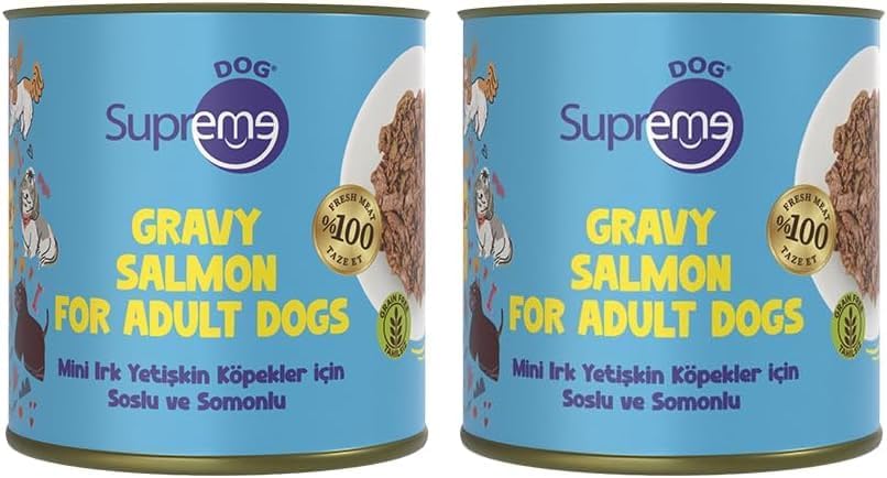 Supreme Dog Mini Irk Yetişkin Köpekler için Soslu ve Somonlu Konserve Mama 200 gr (2 paketi)