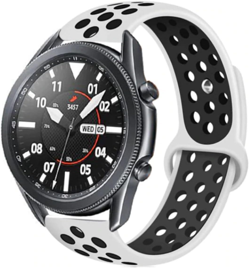 - Gtr ile Uyumlu 47mm Kordon Spor Kordon Beyaz-siyah