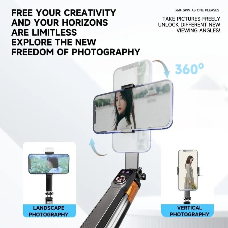 3 Eksen Anti Shake Stabilizasyonlu Selfie Çubuğu 170 cm Uzatılabilir Alüminyum Gövde 10 m Bluetooth Kumanda 360° Ayar 1/4 Vida Kamera Vlog Canlı Yayın | NP-L6S
