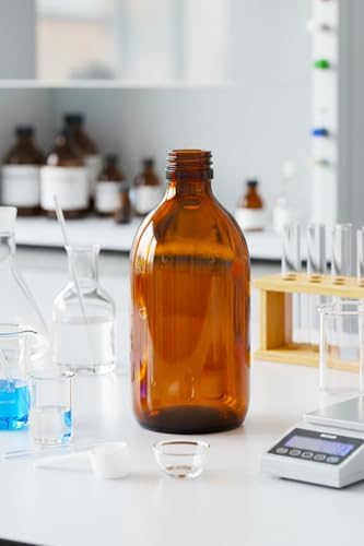 Ecza Şişesi, 300 ml, Kahverengi Cam, Plastik Contalı Kilit Kapak, Hava ve Sıvı Sızdırmaz, 28mm Ağız Çaplı, Parfüm Demlemek İçin Uygun, 20 Adet (300 ml, Beyaz Kapak)