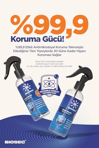 BIOSEC™ Uzun Süreli Hijyen Kalkanı, FDA ve EPA Onaylı, Invisible Shield Technology, 100ml Sprey Şişe, 30 Gün Koruma, Yüzey ve El Koruyucu Kaplama, 30 Gün Süren Dezenfektan Etkisi