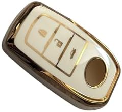 AutoHan Keys C-HR, Camry, Corolla, Prius, Prado, Rav4, Hilux ile Uyumlu Anahtar Kılıfı (Beyaz-Altın)