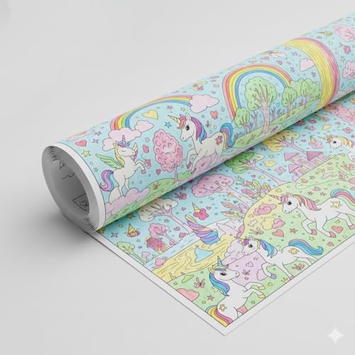 Alternative view of Sina Ticaret Kuşe Kağıdı Boyama Kağıdı Rulosu, 45 cm x 5 Metre, Tek Boynuzlu At Temalı, Çocuklar İçin