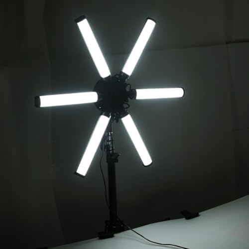Alternative view of Telefon Tutuculu 6 Kollu Yıldız LED Işık Standı 180° Ayarlı Video Işığı Renk Sıcaklığı Kontrolü Ekranlı USB/DC Besleme TikTok YouTube Canlı Yayın Makyaj Ürün Çekimi | HD-60X