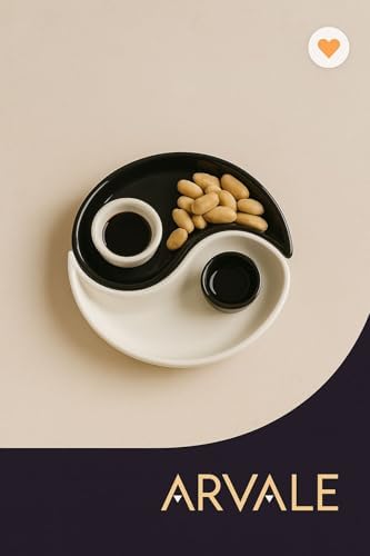 Alternative view of Yin & Yang 2 Li Özel Tasarım Sosluklu Kahvaltılık Tabağı Sosluk Çerezlik Kase Dekoratif Tabak 20 Cm