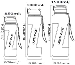 1500ml Pipetli Ölçü Skalalı Şeffaf Gövde Tritan Su Matarası