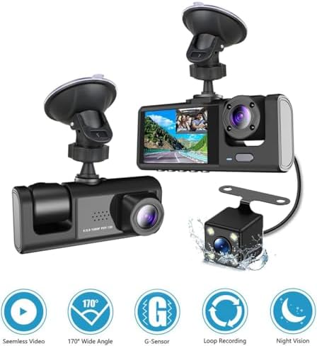 Alternative view of A98 BalckBox DVR WiFi Full HD 1080P 3 Kameralı Araç İçi Güvenlik Kamerası + Modu Kablosu Ön-Arka-İç Kayıt, DashCam