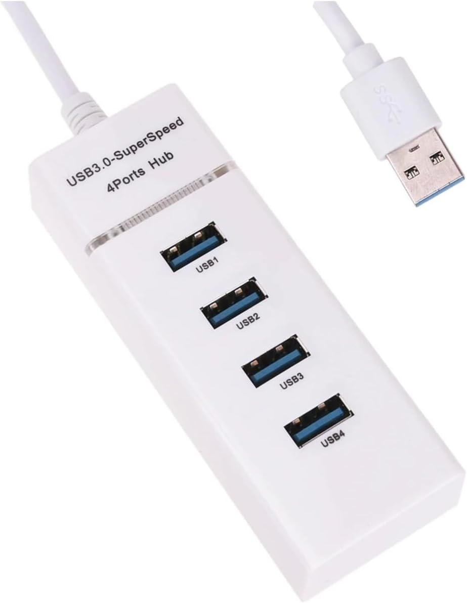 Alternative view of Usb Çoklayıcı 4in1 USB 3.0 4 Port Çoğaltıcı HUB 5Gpbs Hızlı Aktarım 30cm Kablo PC Bilgisayar Switch Splitter - Beyaz Renk (4 Port Hub - Beyaz)