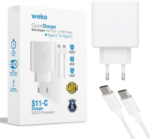 WEKO WK-21440 S11-C 25 WATT BEYAZ ŞARJ BAŞLIK ADAPTÖRÜ + TYPE-C TO TYPE-C 70CM KABLO
