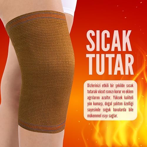 Alternative view of Flexy Medical Kahverengi Yün Termal Dizlik İçlik, Tutan Dizlik, Doğal Yün Dizlik, Kışlık Dizlik