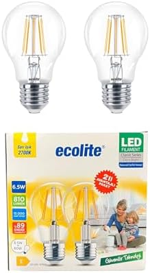 6,5W LED Filament Ampul E27 | 60W Eşdeğer | 2700K Sarı Işık | 810 Lümen | 2’li Paket | Enerji Sınıfı E