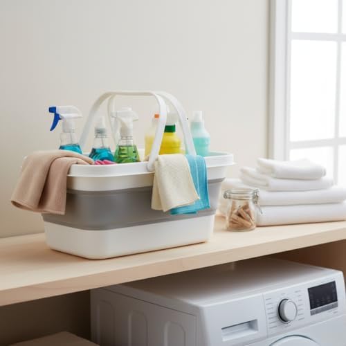 Katlanabilir Silikon Çamaşır Sepeti 17 Litre, Yer Tasarruflu Akordiyon Sele, Kulplu ve Çok Amaçlı Düzenleyici, Banyo ve Mutfak İçin Pratik Katlanır Leğen (48x28 cm)