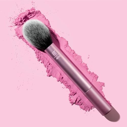Techniques Ultra Peluş Allık Makyaj Fırçası, Gevşek, Krem veya Sıkıştırılmış Allık İçin, Rosy Glow Yanaklar, Kabarık Pudra Fırçası, Alüminyum Halkalar, Sentetik Kıllar, Vegan ve Zulüm İçermez, 1