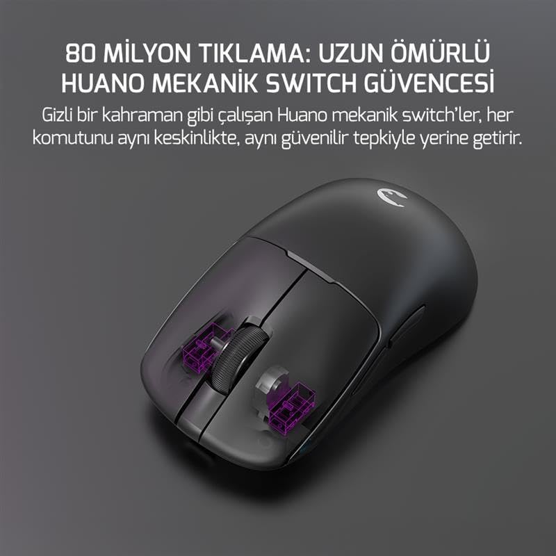 12.000DPI Triple Mode (Kablolu/Bluetooth/2.4G) Siyah Gaming Mouse