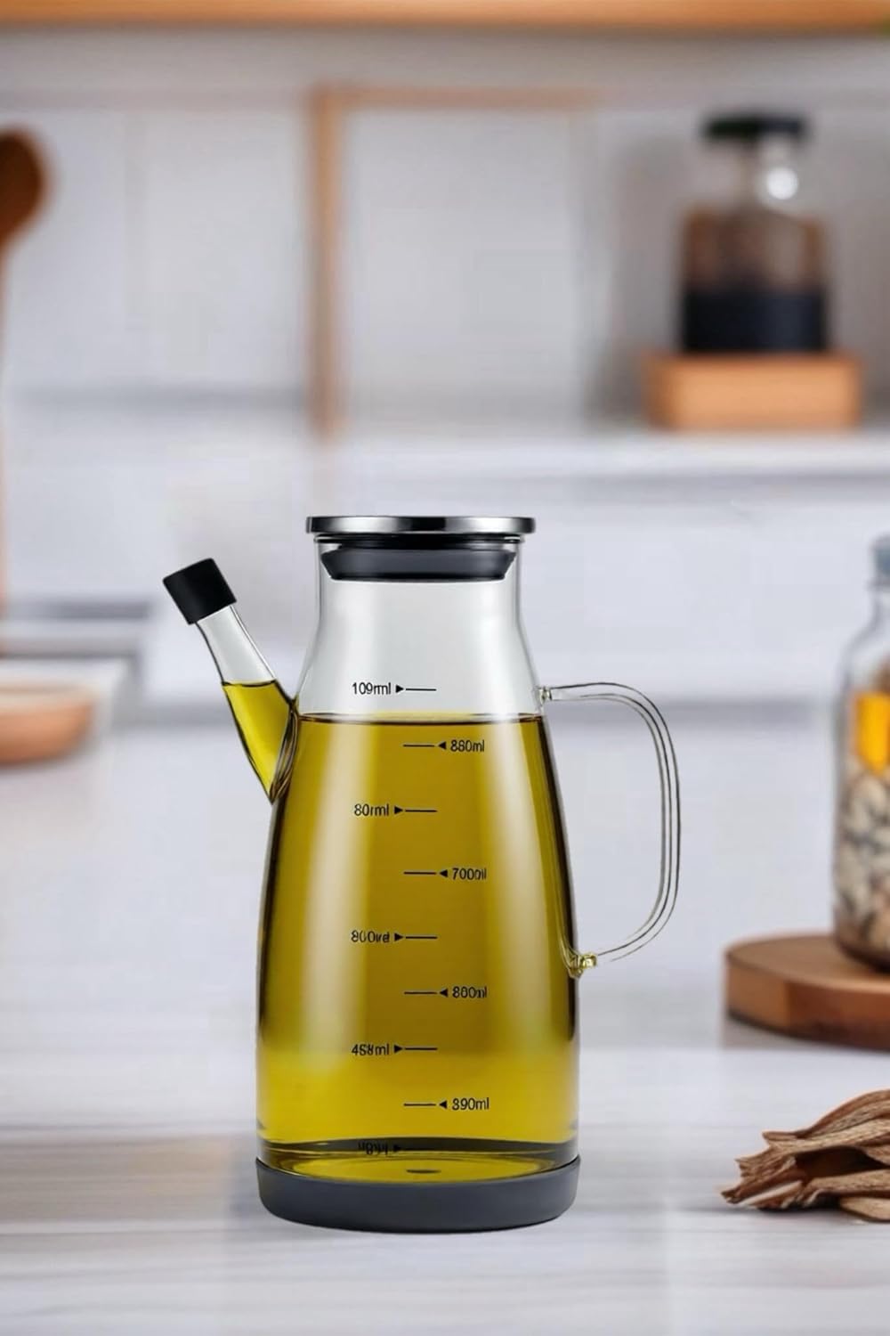 Alternative view of Tekli Metal Kapaklı Yağdanlık Slikon Altlıklı Paslanmaz Çelik Kapak Yağdanlık 1000 ml