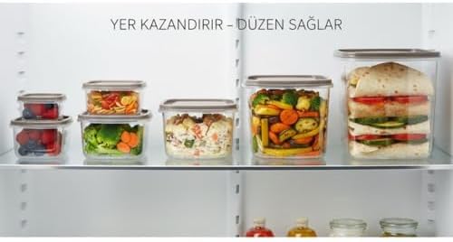 Alternative view of 6’lı Saklama Kabı Seti Koyu Kum Beji Kapaklı | 300 ml – 3150 ml Çok Amaçlı Gıda Saklama Kabı | BPA İçermeyen Şeffaf Plastik