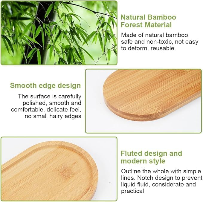 4’lü Bambu Servis Tepsisi Seti – Doğal Ahşap Bambu, Yuvarlatılmış Kenarlı, Kahvaltı Tepsisi, Sunum ve Servis İçin Çok Amaçlı, Dayanıklı, Şık ve Modern Bambu Tepsi Seti