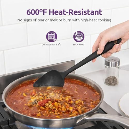 6 Parça Silikon Mutfak Gereçleri Seti, Dayanıklı Spatula, Fırça ve Kaşık Seti, Yapışmaz Tencere Dostu, Kırmızı, Siyah, Mor ve Koyu Füme Renk Seçenekleri (Koyu Füme)