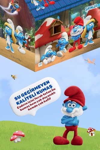 Şirinler - Smurfs Temalı Lisanslı Kaliteli Kumaşlı 2 Kişilik Kolay Kurulum Eğlenceli Çocuk Oyun Çadırı