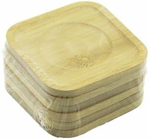Bambu ve Ahşap Çay Tabağı, Kare, 9.7 x 9.7 cm, 6 Adet
