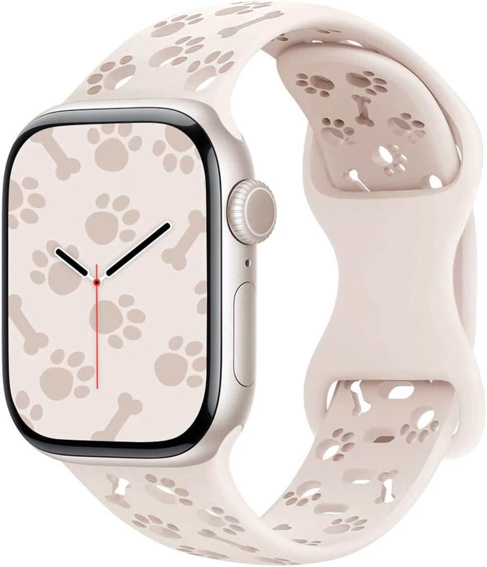 - ile uyumlu 44/45/46/49mm Kordon Kabartmalı Kiraz Silikon Kordon 2/3/4/5/6/se/7/8/9/10/11/ultr - Bej 2