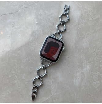 - ile uyumlu 10/11 42mm-38/40/41mm Kordon Halka Zincir İnce Metal Kordon 2/3/4/5/6/se/7/8/9