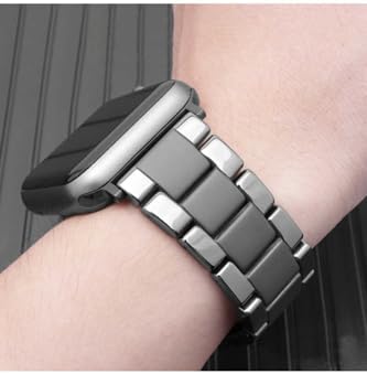 Alternative view of - ile uyumlu 42mm 44mm 45mm 49mm 1/2/3/4/5/6/se/se2/7/8/9/ultra 1/2 Mat Seramik Metal Kordon Siyah