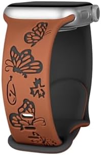 - ile uyumlu 44/45/46/49mm Kordon Kelebek Desen Yumuşak Silikon Kordon 2/3/4/5/6/se/7/8/9/10/11/ultra - Kahverengi