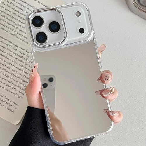 İPhone 17 Pro Max İle Uyumlu Yüksek Kalite Özel Üretim Aynalı Kamera Koruma Çıkıntılı Parlak Kapak Telefon Kılıfı Kılıf-SZR02