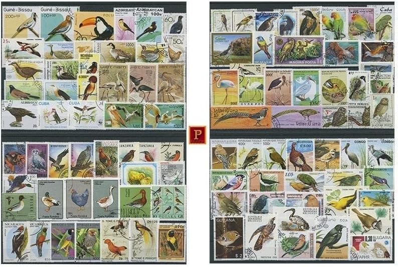 PULKO HistorY 1970 Su Kuşları Animals Water Birds 50 Çeşit Damgalı Pul Koleksiyonu