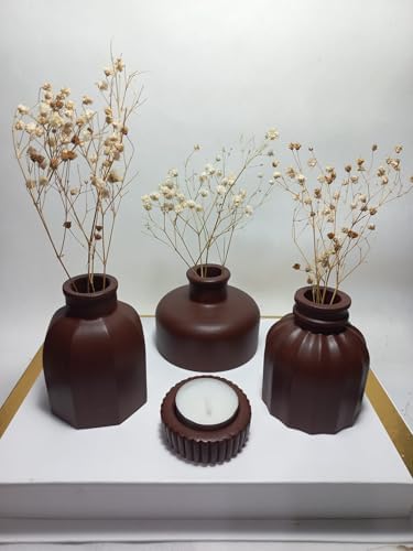 Alternative view of Modern Minimal Vazo Set 3'lü, Ev & Ofis Hediyelik, Dekoratif Obje, Chocolate Kahve