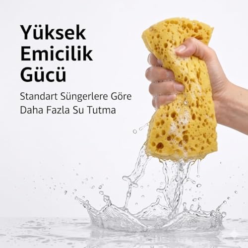 Alternative view of - Doğal Oto Yıkama Süngeri, Delikli Araba Temizleme Süngeri, Araç Köpüklemek için Sünger - 18x12x6 cm