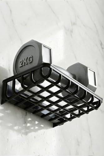 2'Li Set Yapışkanlı Banyo Sabunluk, Katı Sabun Tutacağı, Lavabo Mutfak Katı Sabunluk Süngerlik Siyah Siyah