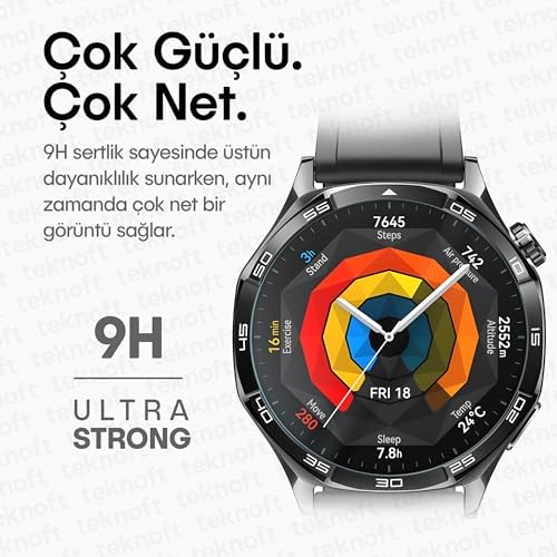 Alternative view of GT6 Pro 46mm için 2'li Paket (2 Adet) Kolay Kurulum Otomatik Hizalama Aparatlı Şeffaf 9H Sertliğinde Gerçek Temperli Cam Ekran Koruyucu