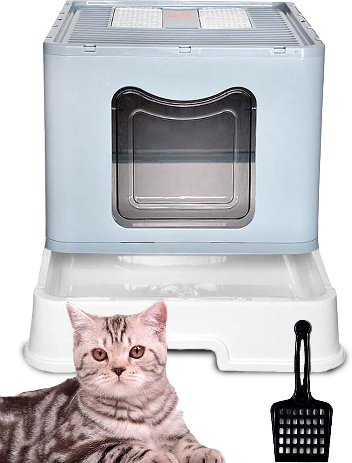 ModMio Filtreli Kapalı Kedi Tuvaleti Kokuyu Önleyen Çift Filtreli Çekmeceli Kürek Hediyeli 50X40X39 cm