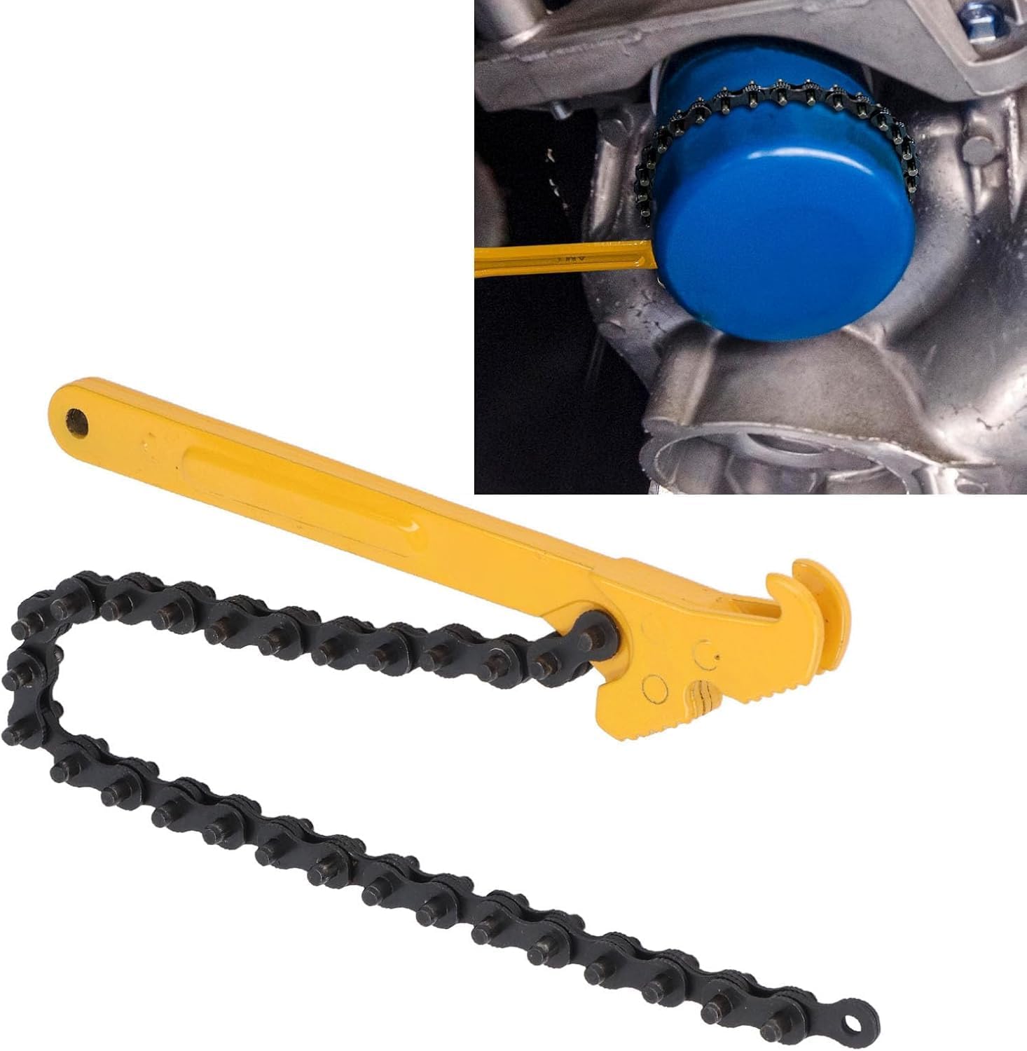 Zincir Anahtarı Ayarlanabilir Yağ Filtresi Sökme Anahtarı 12” | 460 mm Ağır Hizmet Zincirli Boru Anahtarı | Yağ & Yakıt Filtresi Sökücü | Otomobil, Dizel Motor, Tesisat ve Mekanik Uyumlu