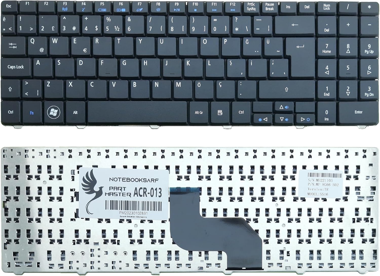 Acer Aspire 5241, 5332 Notebook İle Uyumlu Klavye, Siyah