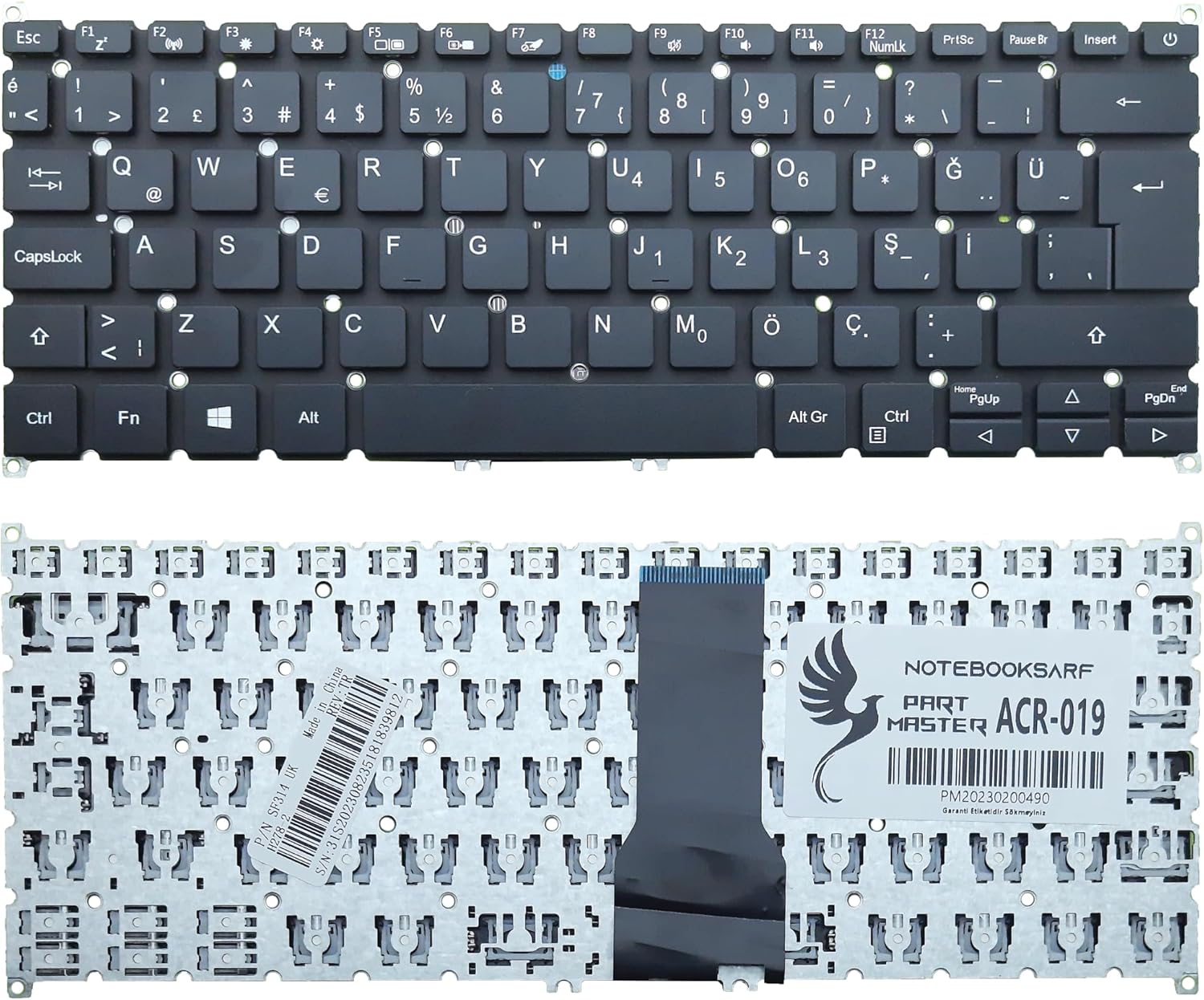 Acer Aspire 5 A514-52 N19H2 Notebook İle Uyumlu Klavye, Siyah V.1
