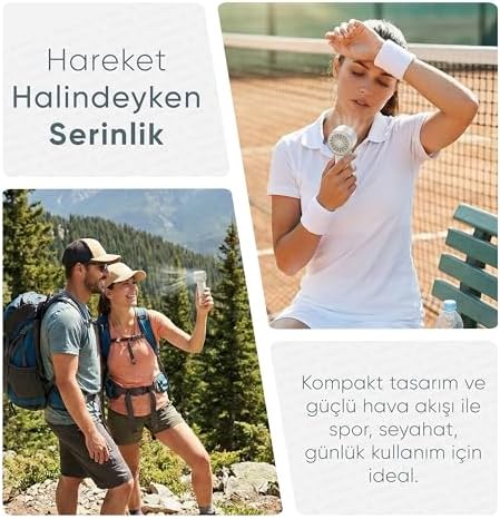 Alternative view of AirFlow Mini Taşınabilir Vantilatör, Ayarlanabilir Hız, Dijital Ekran, 3000mAh Batarya, Minimalist ve Şık Tasarım, Kompakt Boyut, Mini Fan