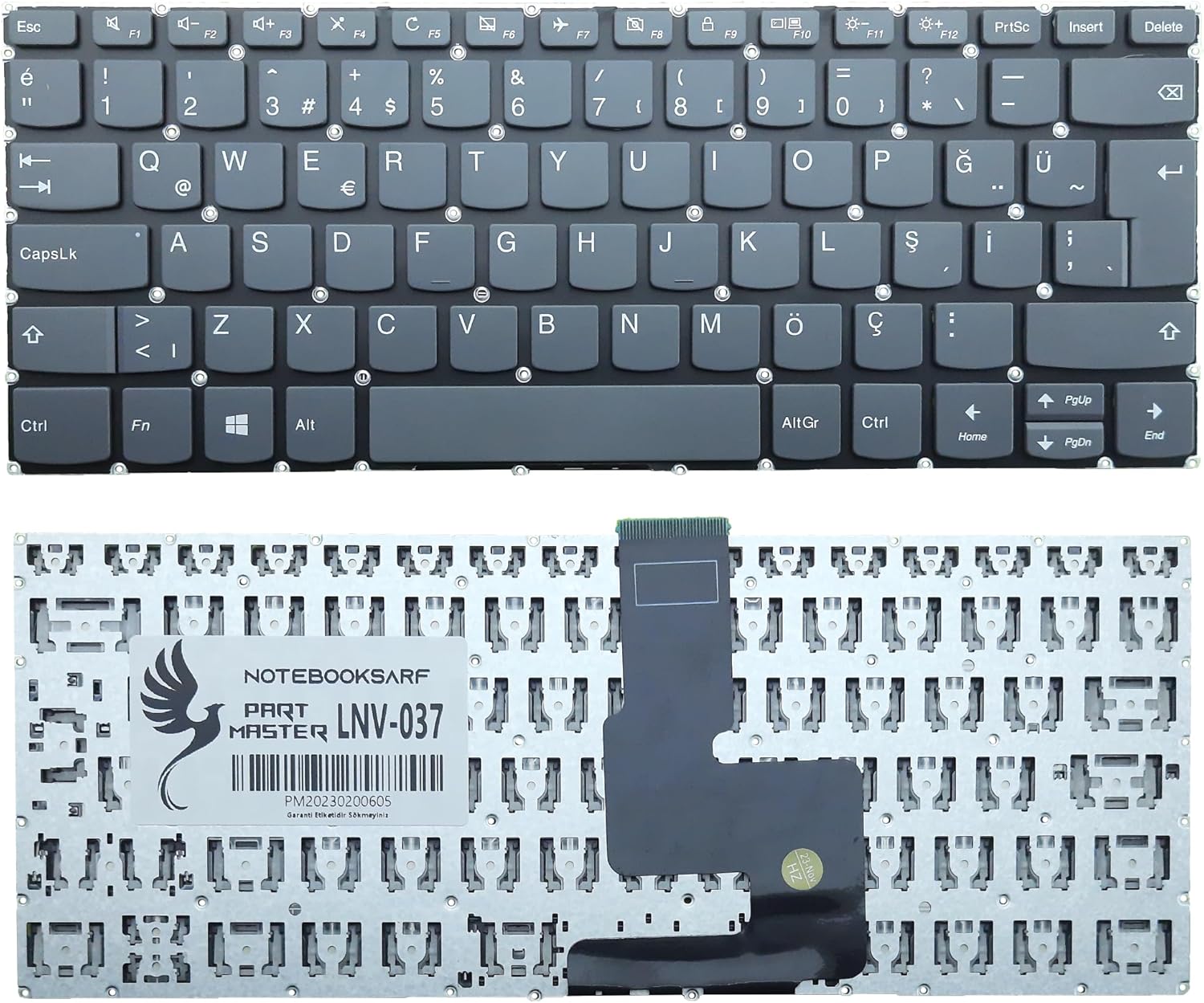 V330-14Ikb 81B0007Xtx Notebook İle Uyumlu Klavye, Füme