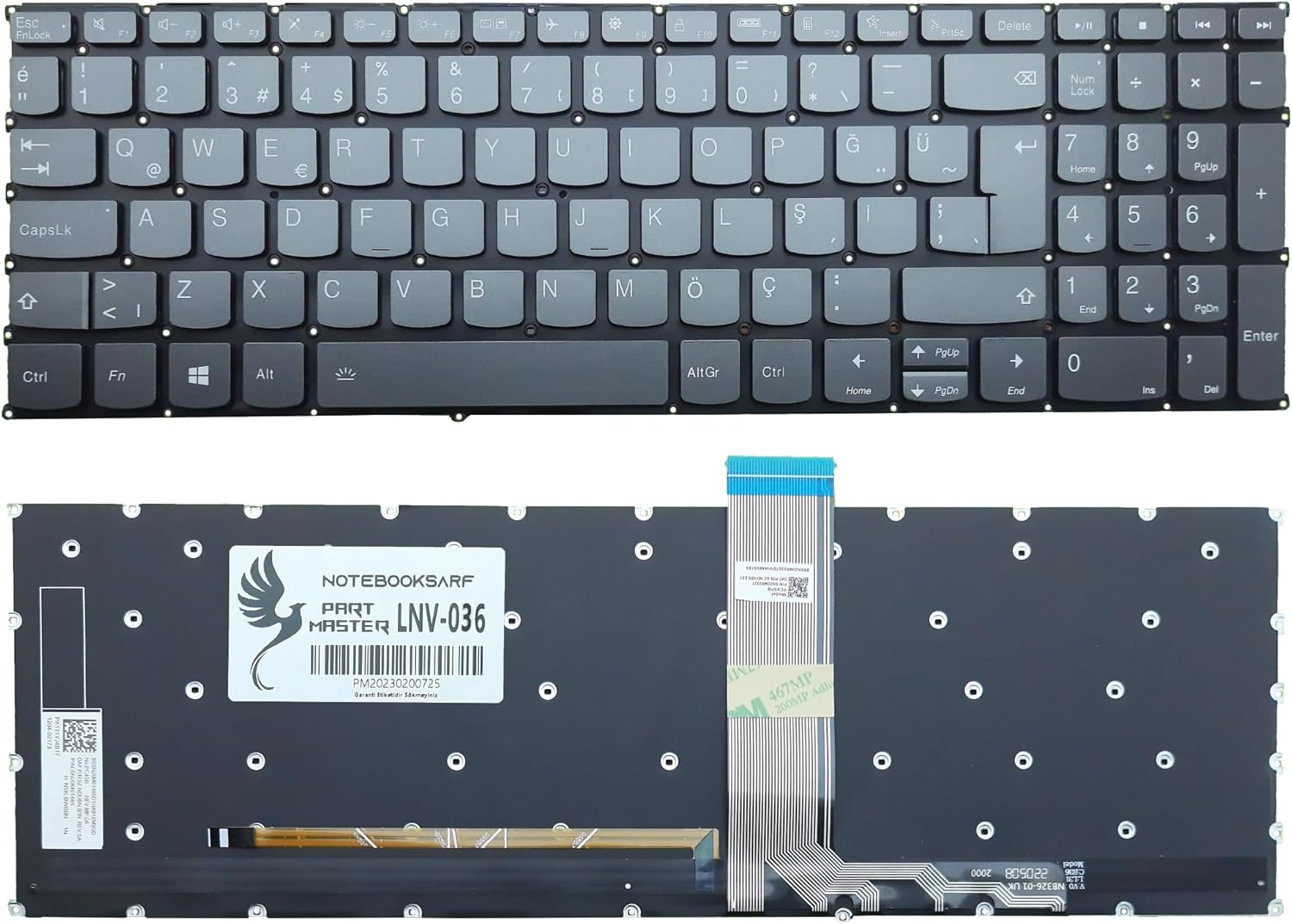 15 G2 Itl Type 20Ve İle Uyumlu Klavye Işıklı, Füme V.1