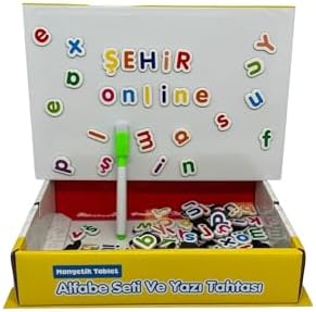 4+ Yaş 162 Parça Manyetik Tablet Alfabe Seti ve Yazı Tahtası Eğitici ve Öğretici Aktivite Oyunu, SM-CA-OYUN-MANYETIK-ALFABE-5276